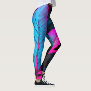 Leggings Leyendas de diseño de neón azul eléctrico