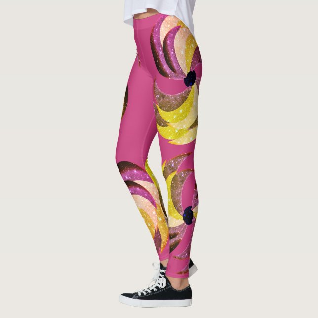 Leggings Leyendas de diseño de Swirl divertido - Rosa (Izquierda)