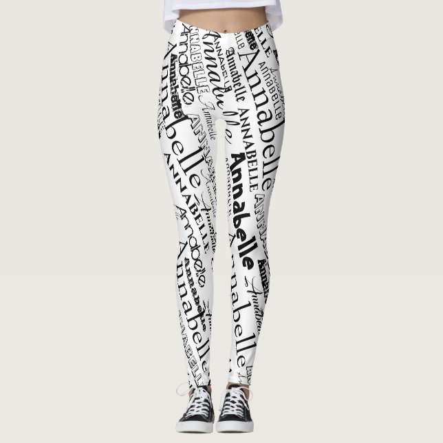 Leggings Leyendas de diseño de texto de palabras repetidas (Anverso)