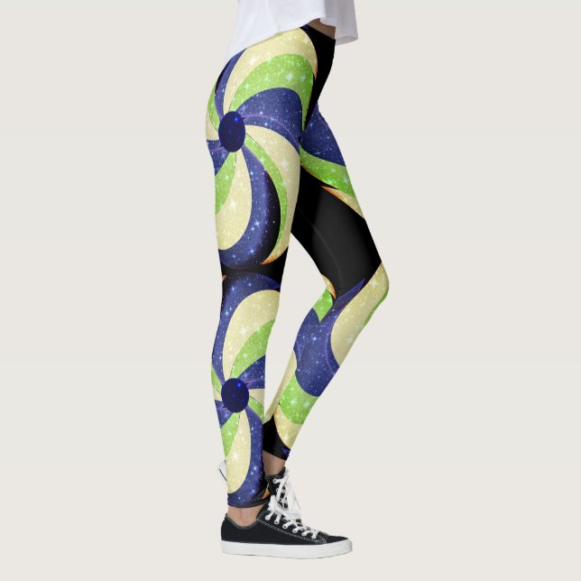 Leggings Leyendas de diseño de un Swirl divertido - Azul (Derecha)