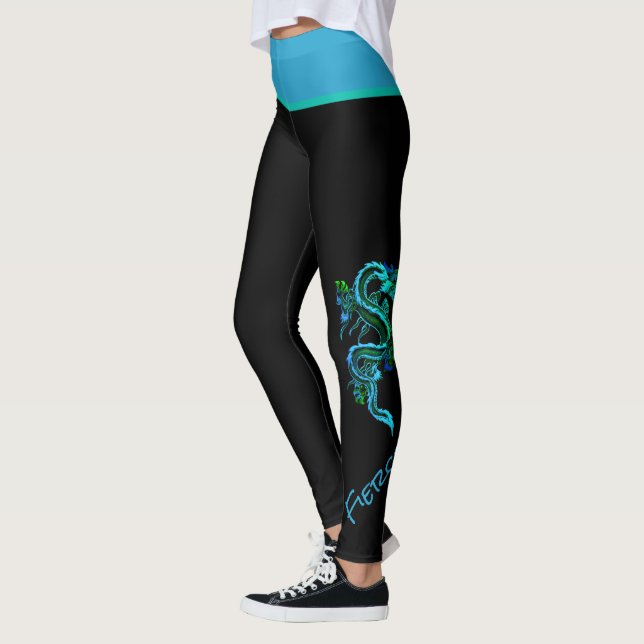 Leggings Leyendas de dragón azules y verdes (Izquierda)