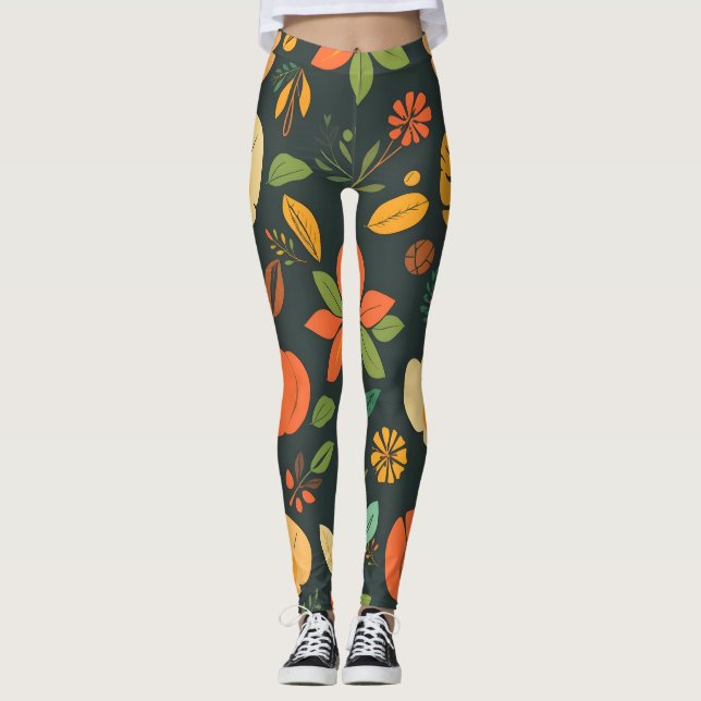 Leggings Leyendas de elementos naturales vibrantes - P digi (Anverso)