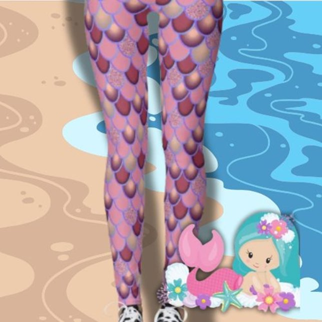 Leggings Leyendas de escalas rojas púrpuras del mar de Sire (Each gift is selected with care, blending whimsical mermaid themes)