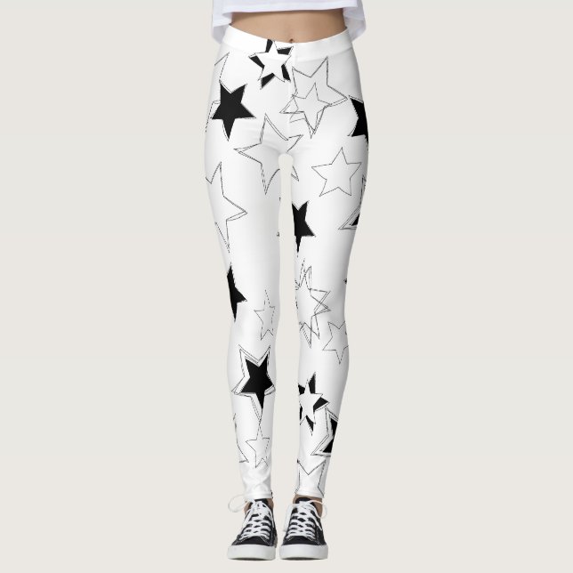 Leggings Leyendas de estrellas negras y blancas (Anverso)
