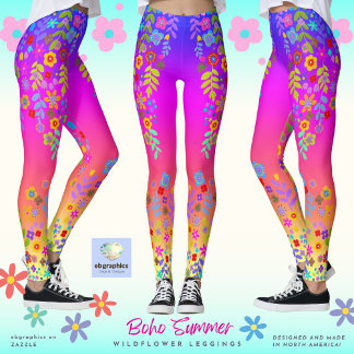 Leggings Leyendas de flores silvestres de verano de Boho