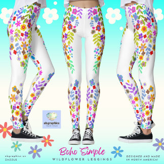 Leggings Leyendas de flores silvestres simples Boho