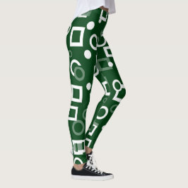 Leggings Leyendas de forma verde de diamante blanco