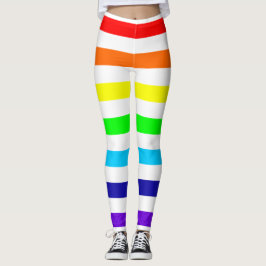 Leggings Leyendas de franjas de arcoiris blancas