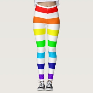 Leggings Leyendas de franjas de arcoiris blancas
