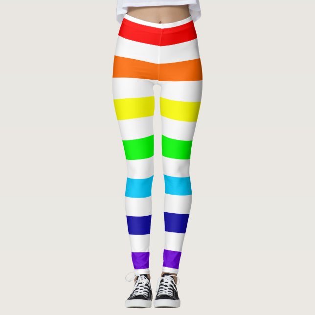 Leggings Leyendas de franjas de arcoiris blancas (Anverso)