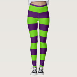 Leggings Leyendas de franjas verdes y moradas de Halloween