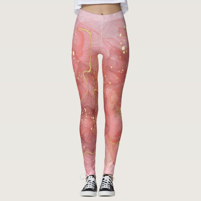 Leggings Leyendas de goteo de Purpurina Rosa Gold Rubor (Anverso)