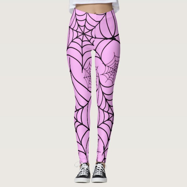 Leggings Leyendas de Halloween de araña rosa (Anverso)