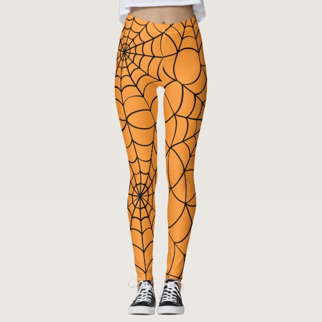 Leggings Leyendas de Halloween naranja y Araña Negra (Anverso)