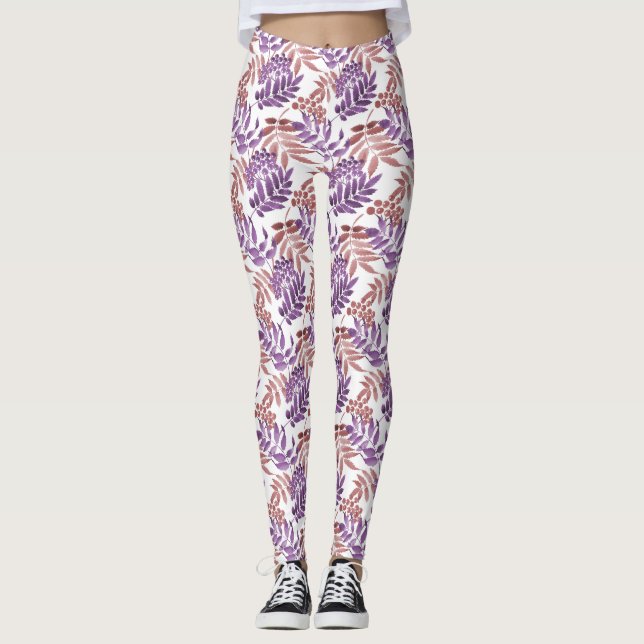 Leggings Leyendas de hojas de color morado/bronce (Anverso)
