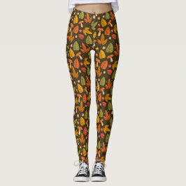 Leggings Leyendas de hojas de hongos verdes vibrantes Naran