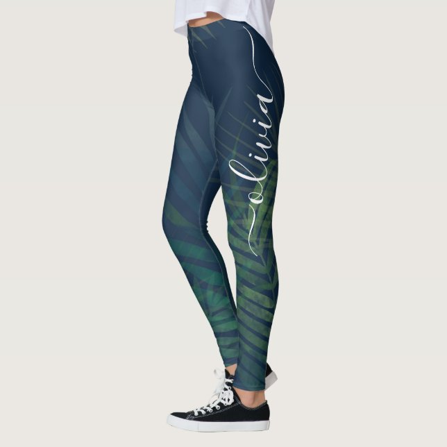 Leggings Leyendas de hojas de palma verde oscuro - Botánica (Izquierda)