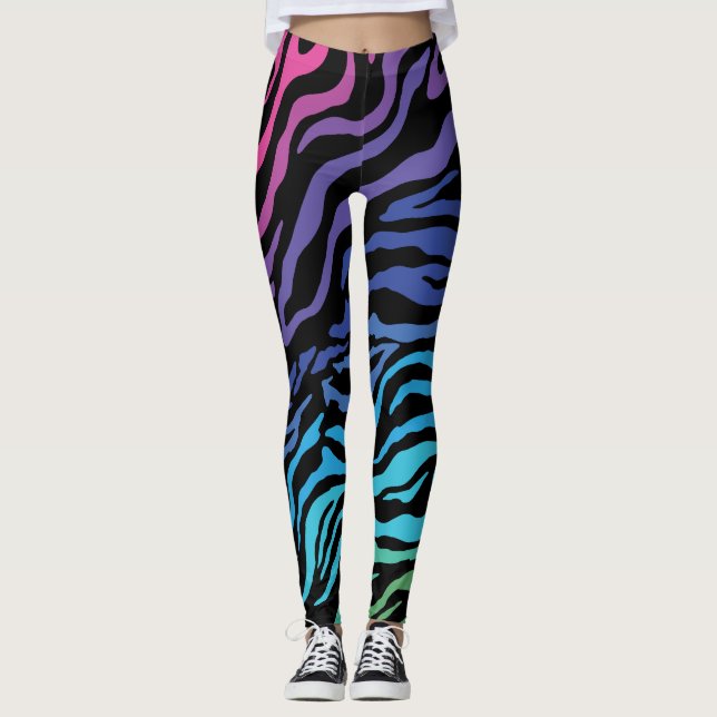 Leggings Leyendas de huellas de cebra arco iris (Anverso)