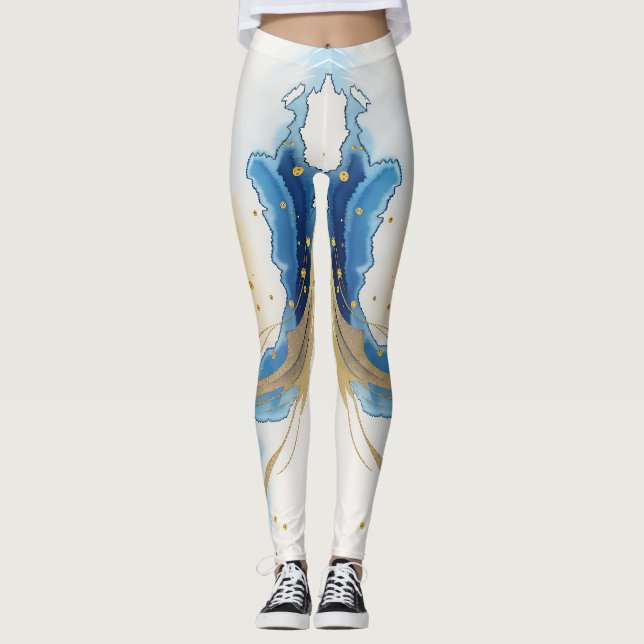 Leggings Leyendas de impresión azul-blanco (Anverso)