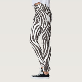 Leggings Leyendas de impresión de cebra en blanco y negro