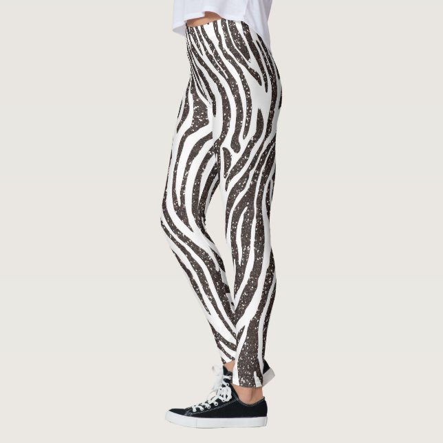 Leggings Leyendas de impresión de cebra en blanco y negro (Izquierda)