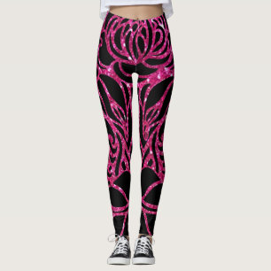 Leggings Leyendas de impresión de cebra rosa cálido funky