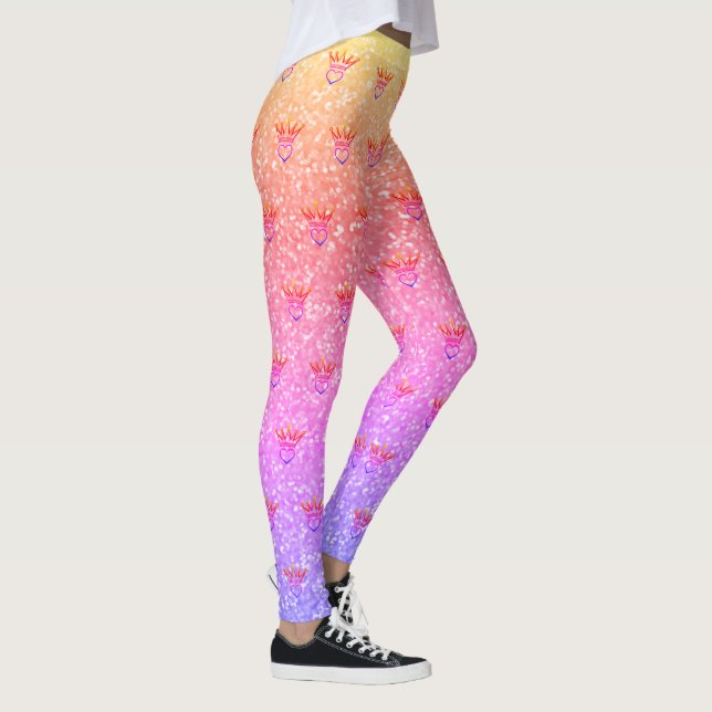Leggings Leyendas de impresión de Crown and Heart Pastel (Derecha)
