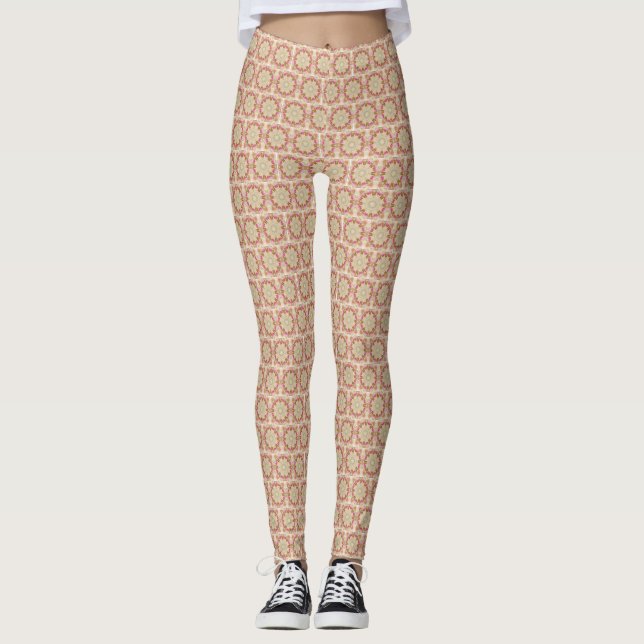 Leggings Leyendas de impresión de diseño marrón, rosa, tan  (Anverso)