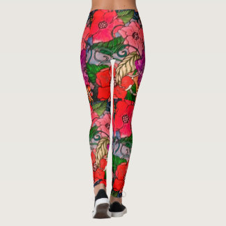 Leggings Leyendas de impresión de flores para mujeres