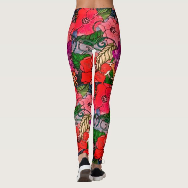 Leggings Leyendas de impresión de flores para mujeres (Reverso)