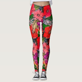 Leggings Leyendas de impresión de flores para mujeres