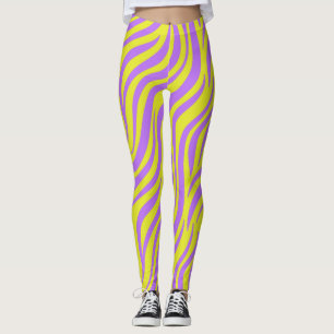 Leggings Leyendas de impresión de franja de neón con líneas