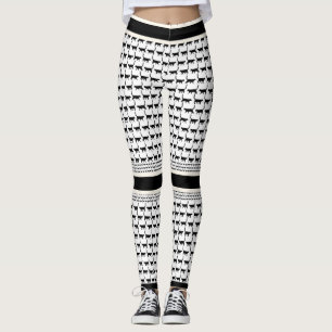 Leggings Leyendas de impresión de gato en blanco y negro de