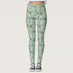 Leggings Leyendas de impresión de hojas de acuarela botánic