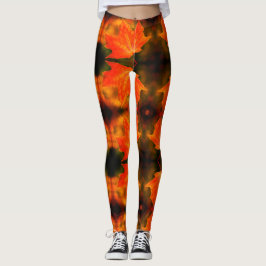Leggings Leyendas de impresión de hojas de follaje otoñales