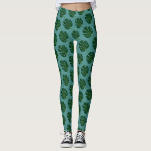 Leggings Leyendas de impresión de hojas de palmera de Monst