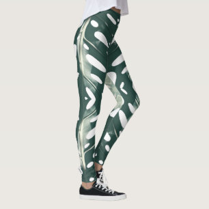 Leggings Leyendas de impresión de hojas verdes pálidas funk