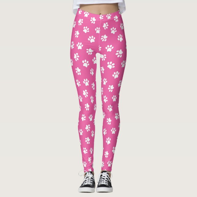 Leggings Leyendas de impresión de la página rosa y blanca (Anverso)