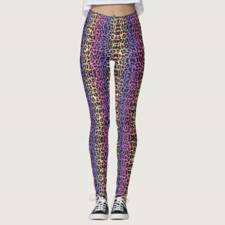 Leggings Leyendas de impresión de leopardo pop neón - negri