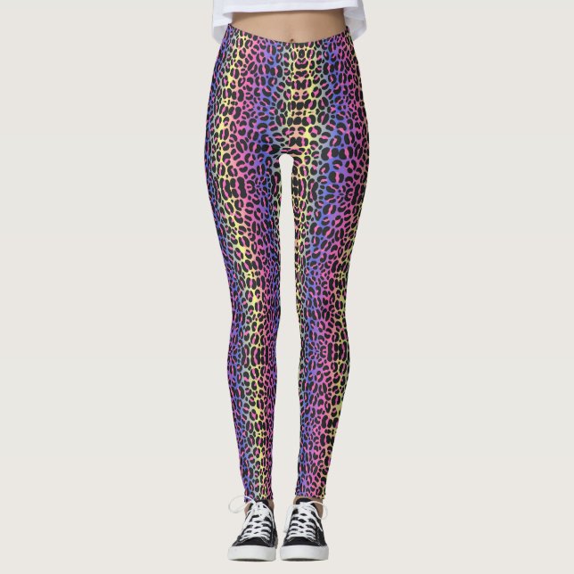 Leggings Leyendas de impresión de leopardo pop neón - negri (Anverso)