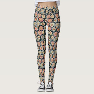 Leggings Leyendas de impresión de margarita floral retro
