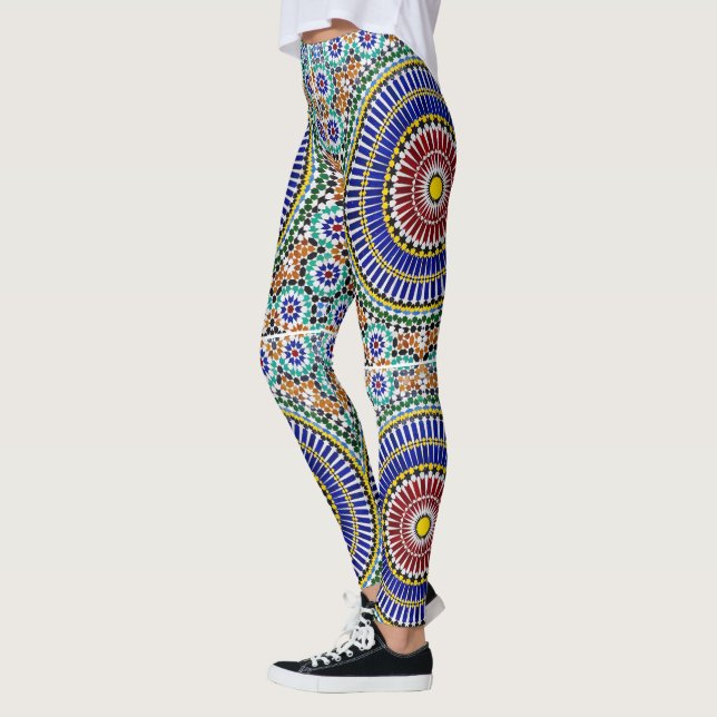 Leggings Leyendas de impresión de mosaico marroquí (Izquierda)