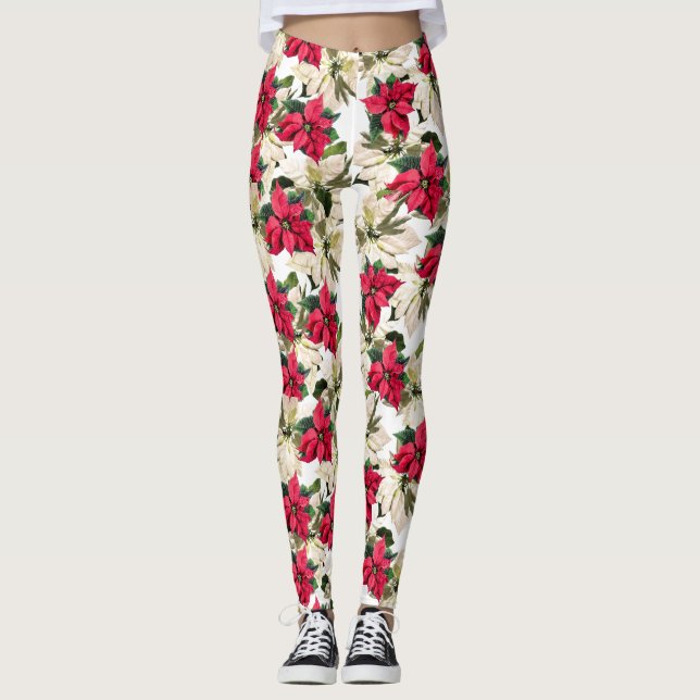 Leggings Leyendas de impresión de Poinsettia Real (Anverso)