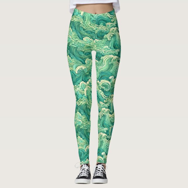 Leggings Leyendas de impresión de Sea Wave Aqua (Anverso)