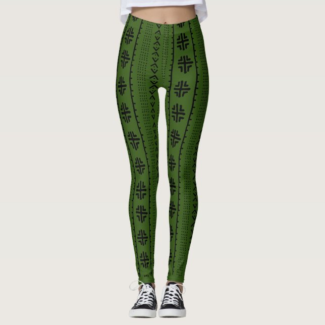 Leggings Leyendas de impresión de tela de barro africana (Anverso)
