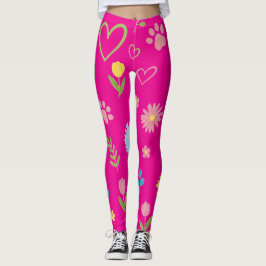 Leggings Leyendas de impresión de trazo floral