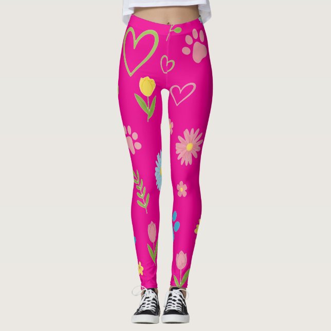 Leggings Leyendas de impresión de trazo floral (Anverso)
