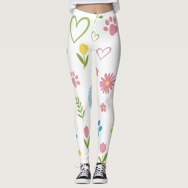 Leggings Leyendas de impresión de trazo floral (Anverso)