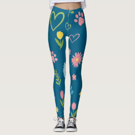 Leggings Leyendas de impresión de trazo floral