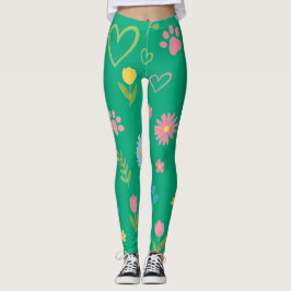 Leggings Leyendas de impresión de trazo floral
